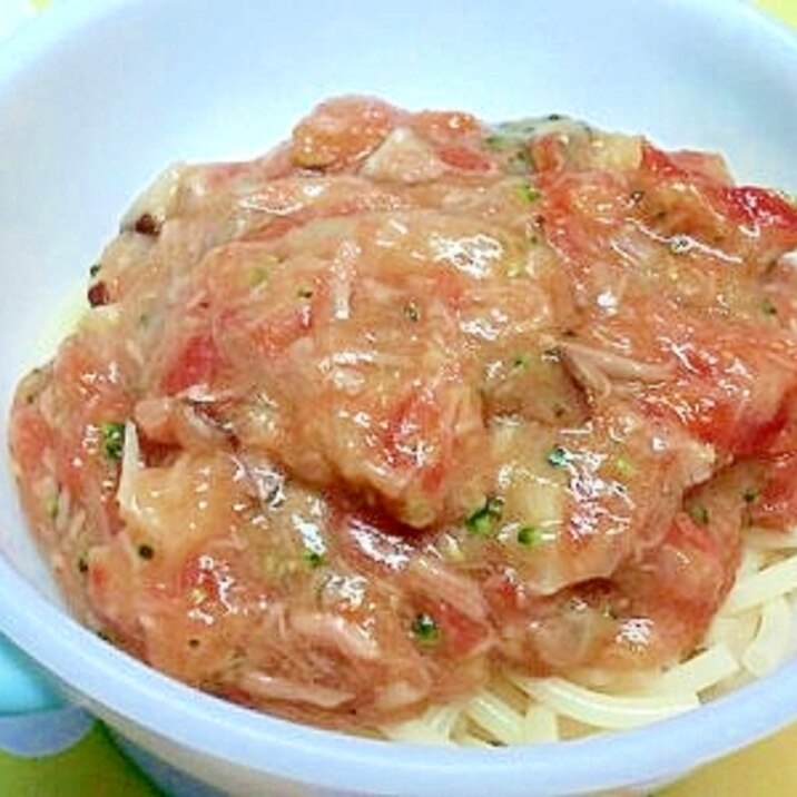 【離乳食】ツナ＆ブロッコリーのトマトソースパスタ